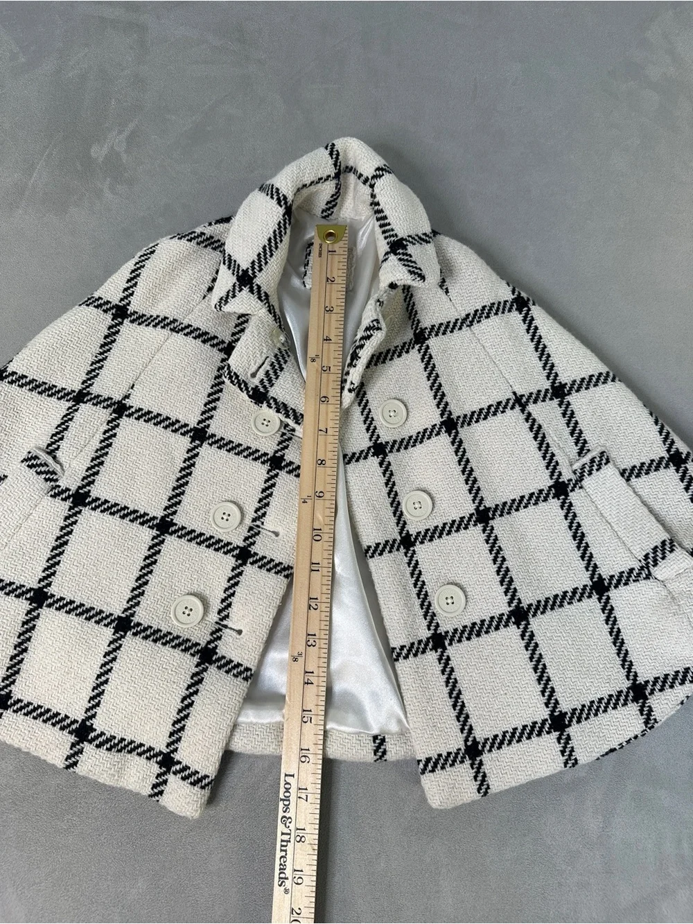 Baby Gap - Chic Windowpane Plaid Cape Coat - White & Black